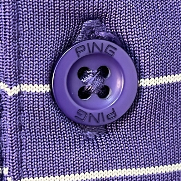 K State Ping Golf Polo Shirt Men's Size Small Purple Light Gray Stripes Wildcat - Picture 9 of 16